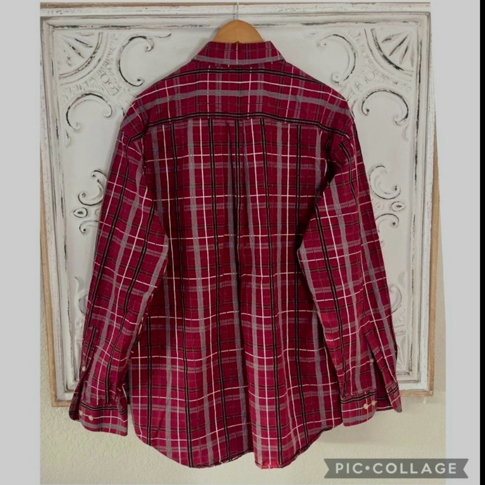 T. HARRIS LONDON PLAID COTTON TEXTURED DRESS SHIRT - Picture 4 of 4